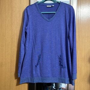 LOGO Lounge purple blue size Medium sweatshirt kangaroo pocket with lace detail